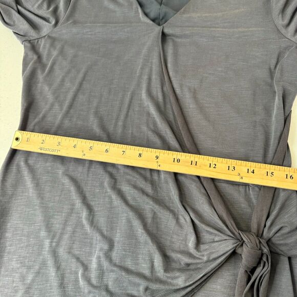 ZOZO Women Tie Front Wrap Midi Dress Long Sleeve Blue Medium Romantic Classy - Picture 9 of 11